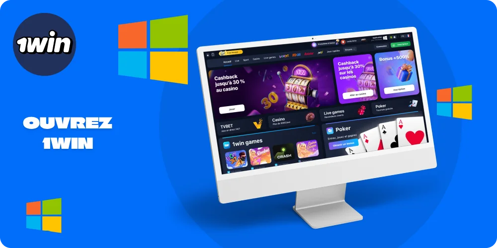Pour télécharger l’application 1win pour Windows, vous devez ouvrir le site Web du bookmaker