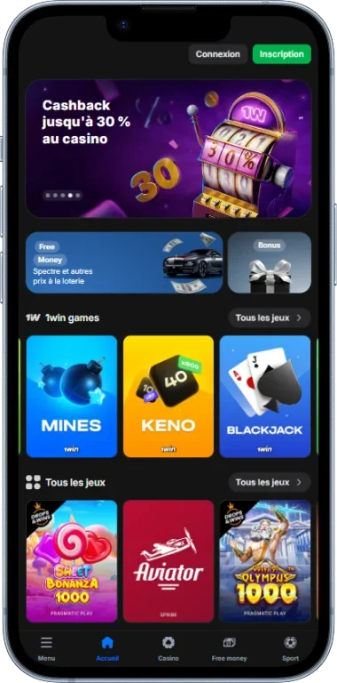 Application 1win disponible pour Android et iOS