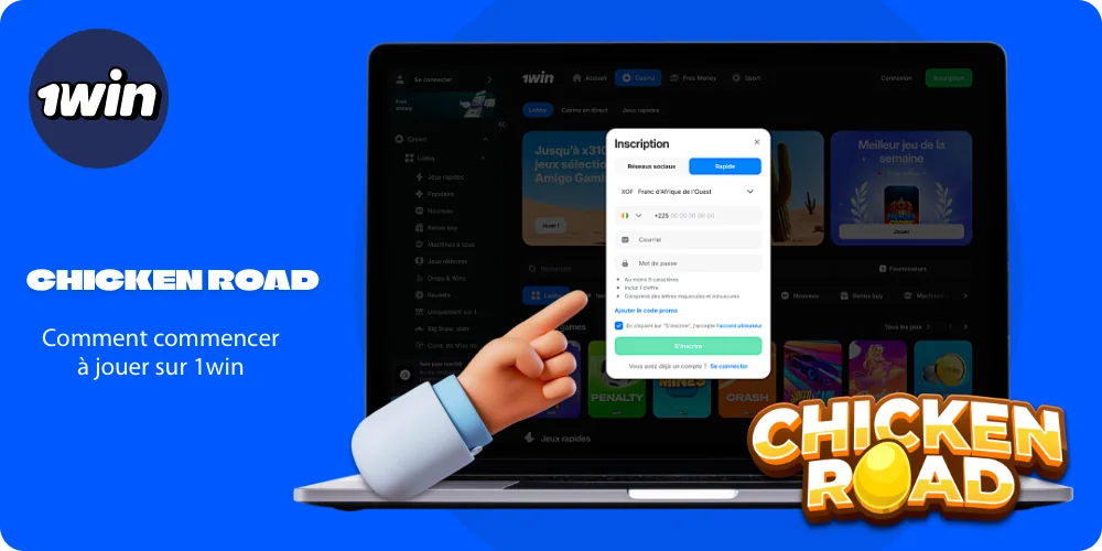 Pour commencer à jouer à Chicken Road sur la plateforme 1win Côte d’Ivoire, vous devez vous inscrire et approvisionner votre compte