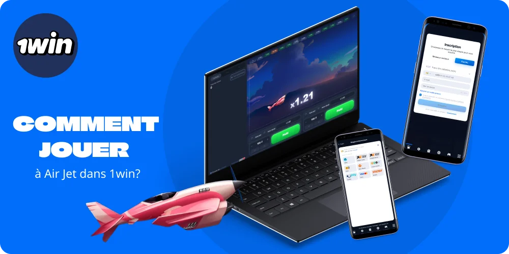 Pour jouer à Air Jet sur 1win, inscrivez-vous, approvisionnez votre compte, trouvez le jeu dans la section Casino, placez votre mise et retirez vos gains à temps avant que l'avion ne disparaisse