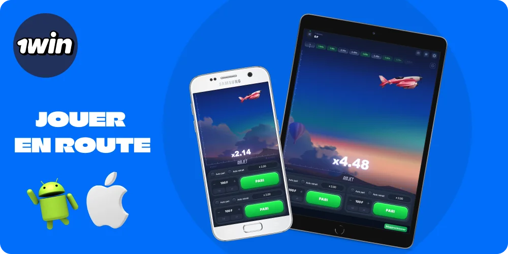 Jouez à 1win Air Jet sur Android et iOS via votre navigateur mobile ou installez l'application depuis le site web de 1win pour plus de commodité et de flexibilité