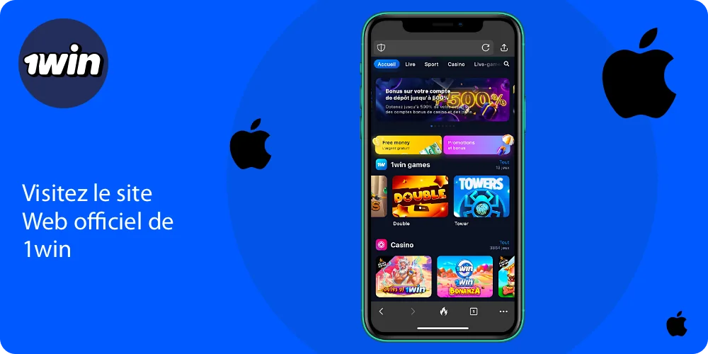 Pour télécharger l'application 1win pour iOS, vous devez vous rendre sur le site officiel, en utilisant votre iPhone ou votre iPad